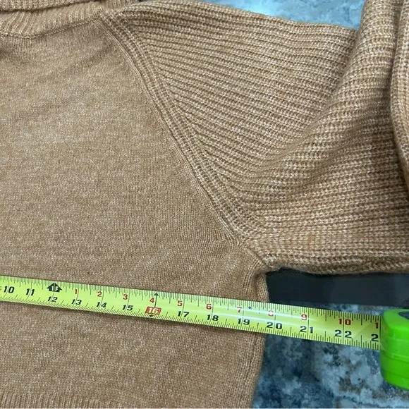 NWT Topshop Rollneck Balloon Sleeve Crop Sweater Brown Camel Ribbed Sz 8-10 - Picture 7 of 9